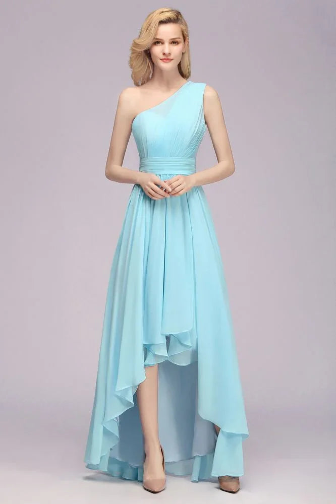 One Shoulder A-line Hi-lo Chiffon Bridesmaid Dresses for Women