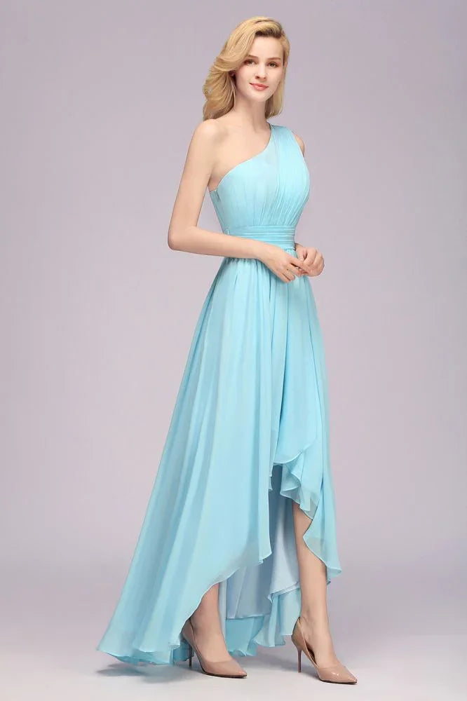 One Shoulder A-line Hi-lo Chiffon Bridesmaid Dresses for Women