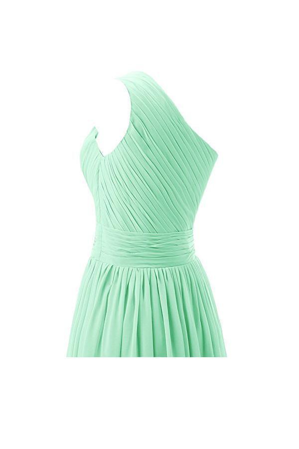 Robe de demoiselle d'honneur à une épaule en mousseline pour bal de fin d'année BD008