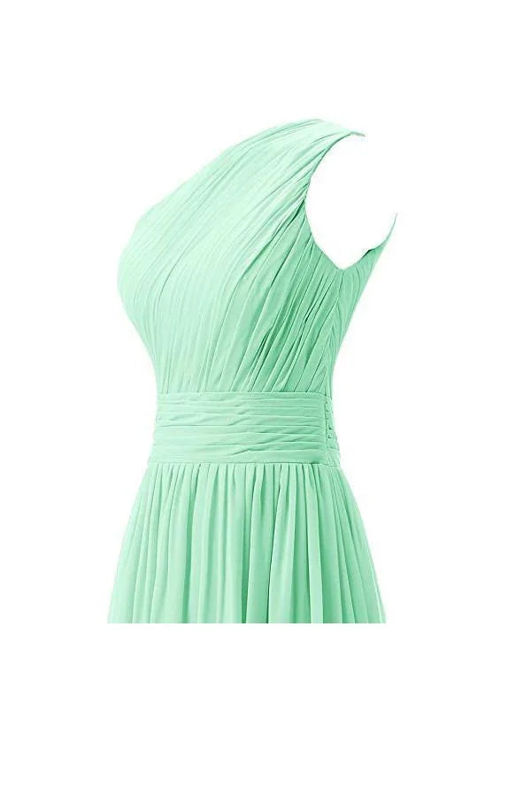 Robe de demoiselle d'honneur à une épaule en mousseline pour bal de fin d'année BD008