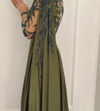 One Shoulder Evening Dress with Cape Long Sleeves