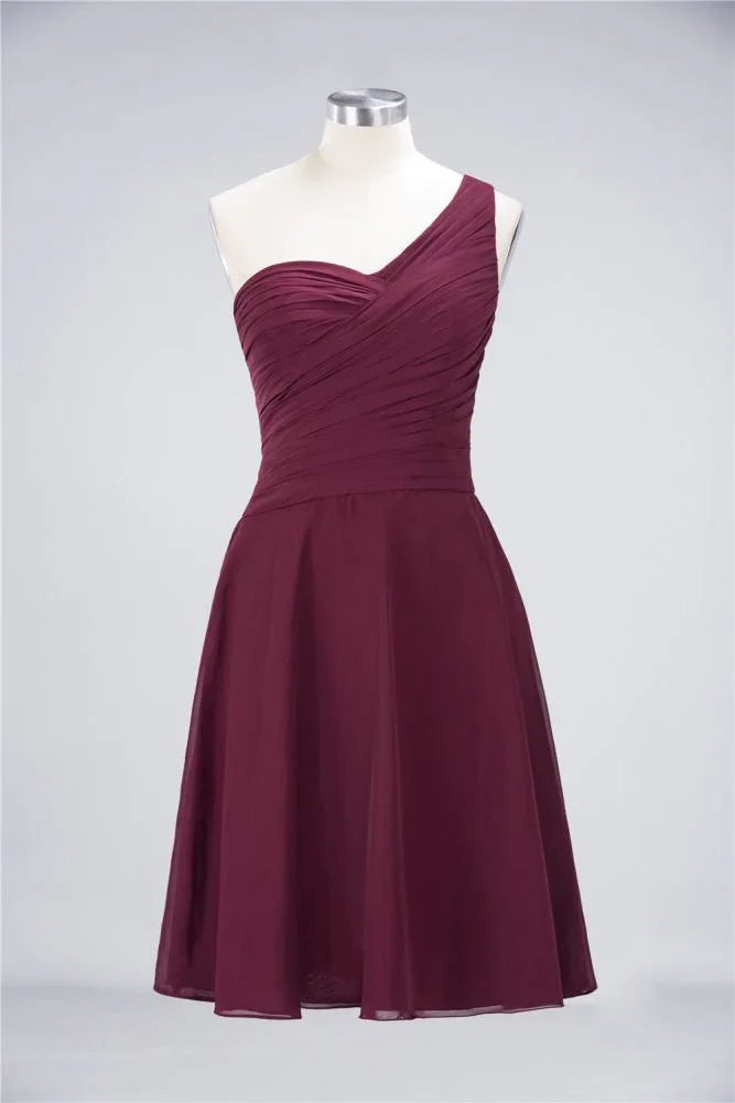 Robe de demoiselle d'honneur mi-longue à bretelle unique, décolleté en cœur, volants, coupe évasée, robe de fête