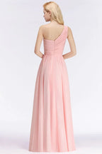 Robe de demoiselle d'honneur en mousseline à volants, col cœur et une épaule, robe de soirée ligne A