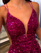 Abito a tubino fucsia con paillettes per festa di ritorno a casa