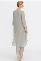 Hosenanzug 3-teiliger Anzug Mutter der Braut Kleid Plus Size Bodenlang Chiffon