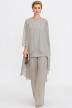 Hosenanzug 3-teiliger Anzug Mutter der Braut Kleid Plus Size Bodenlang Chiffon