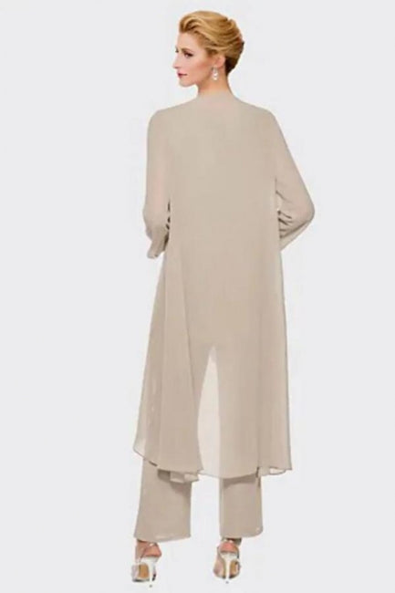 Fato de Calças Vestido de Mãe da Noiva Tamanho Grande Vestido Elegante de Chiffon para Dama de Honra