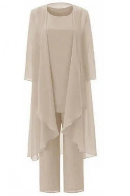 Fato de Calças Vestido de Mãe da Noiva Tamanho Grande Vestido Elegante de Chiffon para Dama de Honra