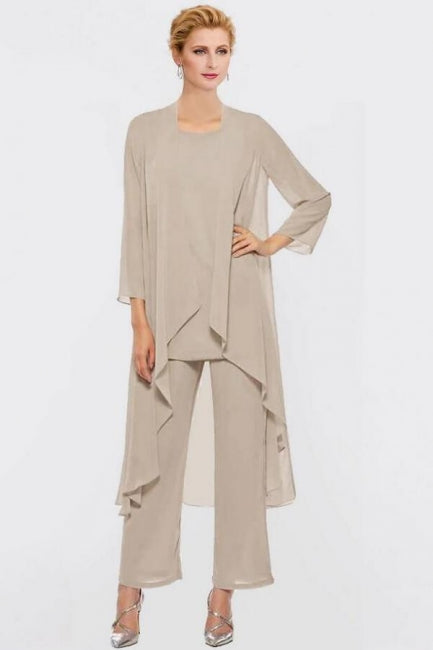 Fato de Calças Vestido de Mãe da Noiva Tamanho Grande Vestido Elegante de Chiffon para Dama de Honra