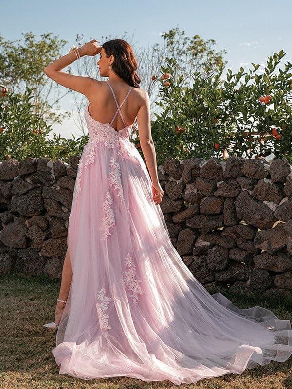 Abito da ballo primaverile con applicazioni in tulle SYP19