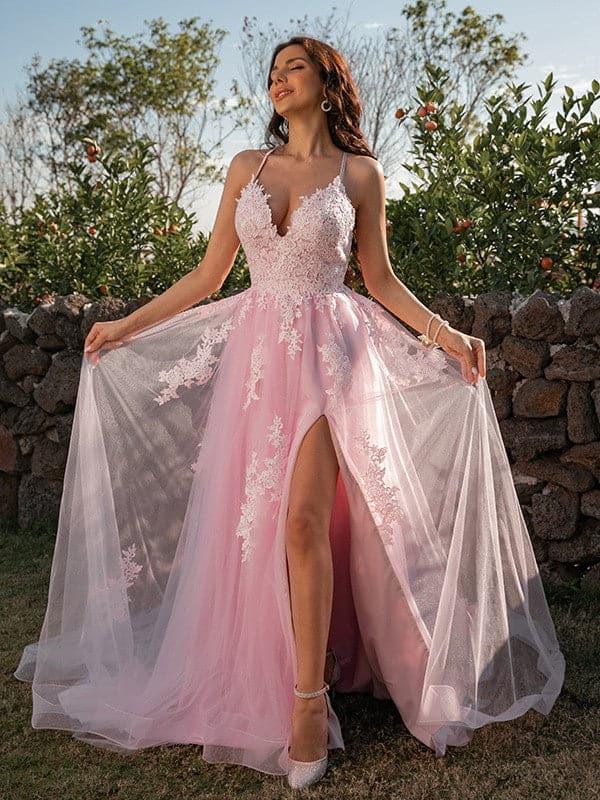 Abito da ballo primaverile con applicazioni in tulle SYP19