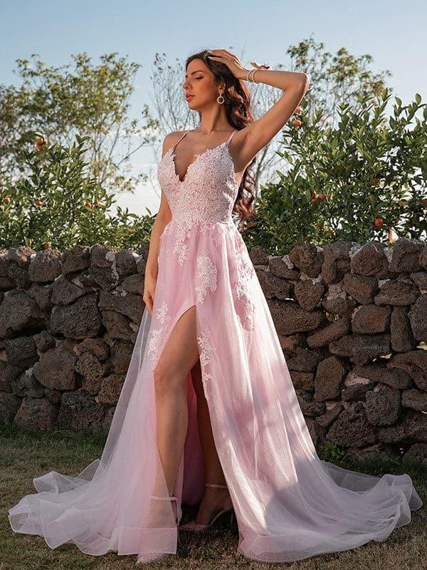 Abito da ballo primaverile con applicazioni in tulle SYP19