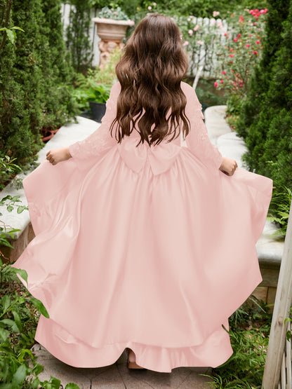 Vestido de daminha de honra assimétrico de cetim em linha A 