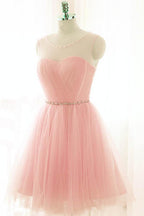 Pink Short Prom Dresses Tulle Party Dresses Pink Homecoming Dresses