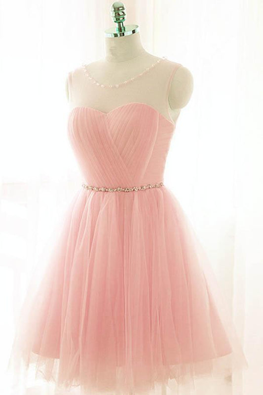Pink Short Prom Dresses Tulle Party Dresses Pink Homecoming Dresses