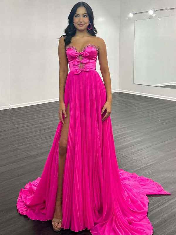 Royal Blue Strapless A-Line Prom Dress With Jeweled Bodice
