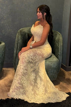 Daffodil Yellow Sweetheart Sleeveless Mermaid Prom Dress With Appliques And Slit