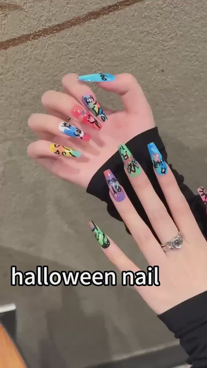 Uñas postizas adhesivas para chicas atractivas, uñas postizas personalizadas con grafiti 