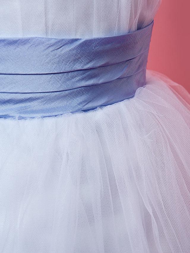 Princess A Line Tulle Sleeveless Strap Knee Length Flower Girl Dress