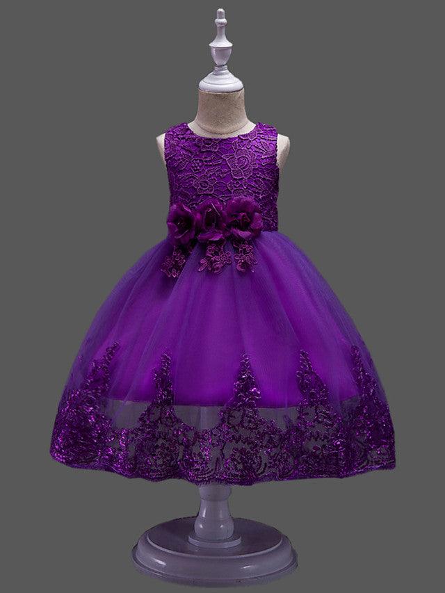 Princess Lace Sleeveless Flower Girl Dress With Jewel Neck For Wedding Birthday - photo 6