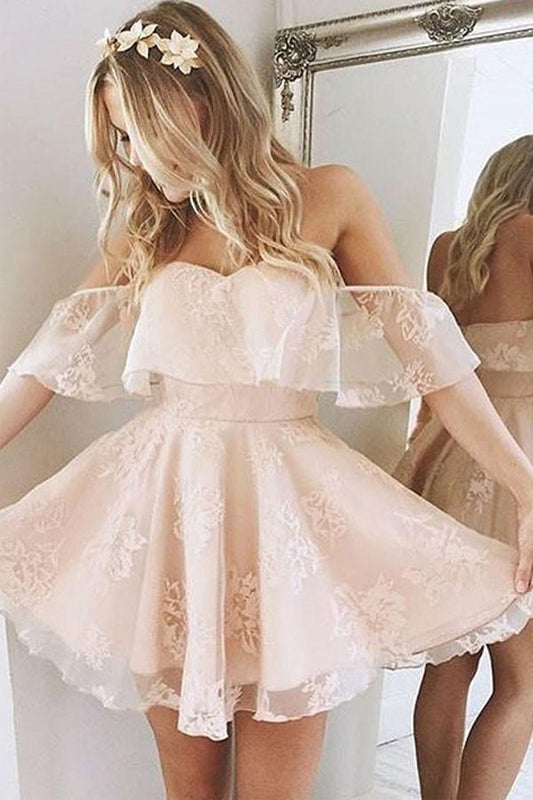 Prinzessin Schulterfreies Rüschen-Heimkehrkleid Kurzes Partykleid