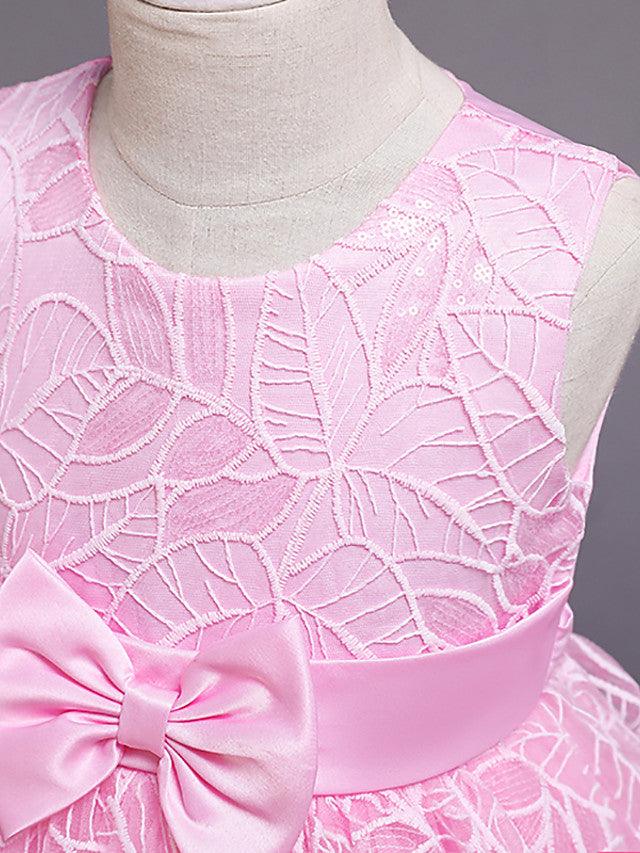Princess Sleeveless Jewel Neck Satin Tulle Flower Girl Communion Dress