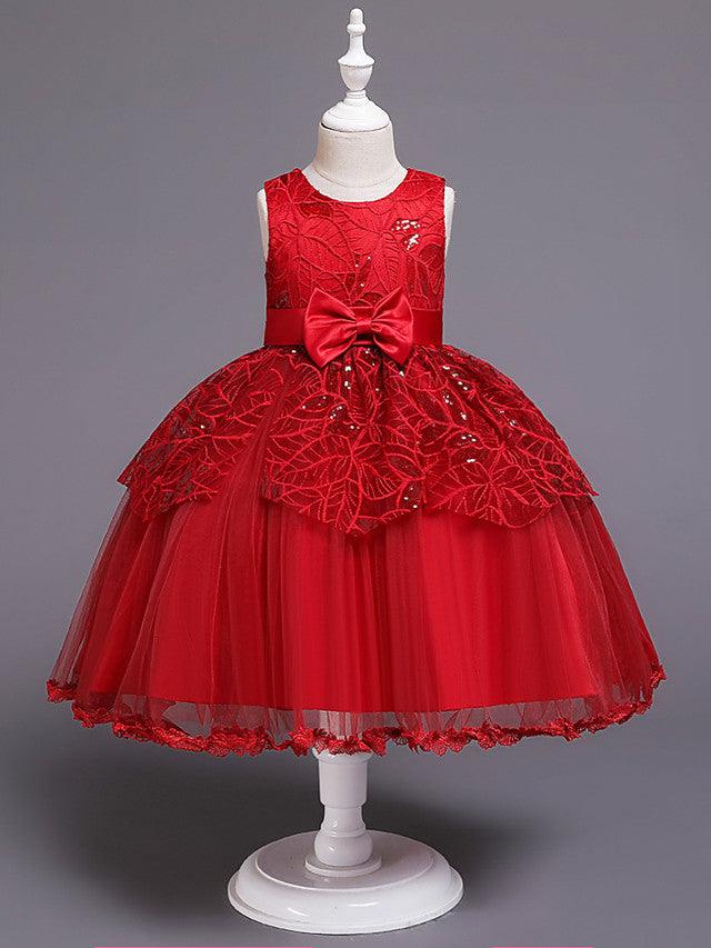 Princess Sleeveless Jewel Neck Satin Tulle Flower Girl Communion Dress - photo 4