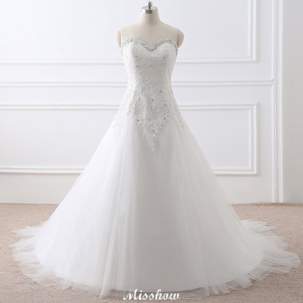 Prinzessin Sweetheart Tüll Brautkleid mit Spitze