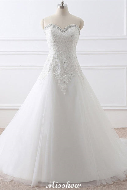 Prinzessin Sweetheart Tüll Brautkleid mit Spitze