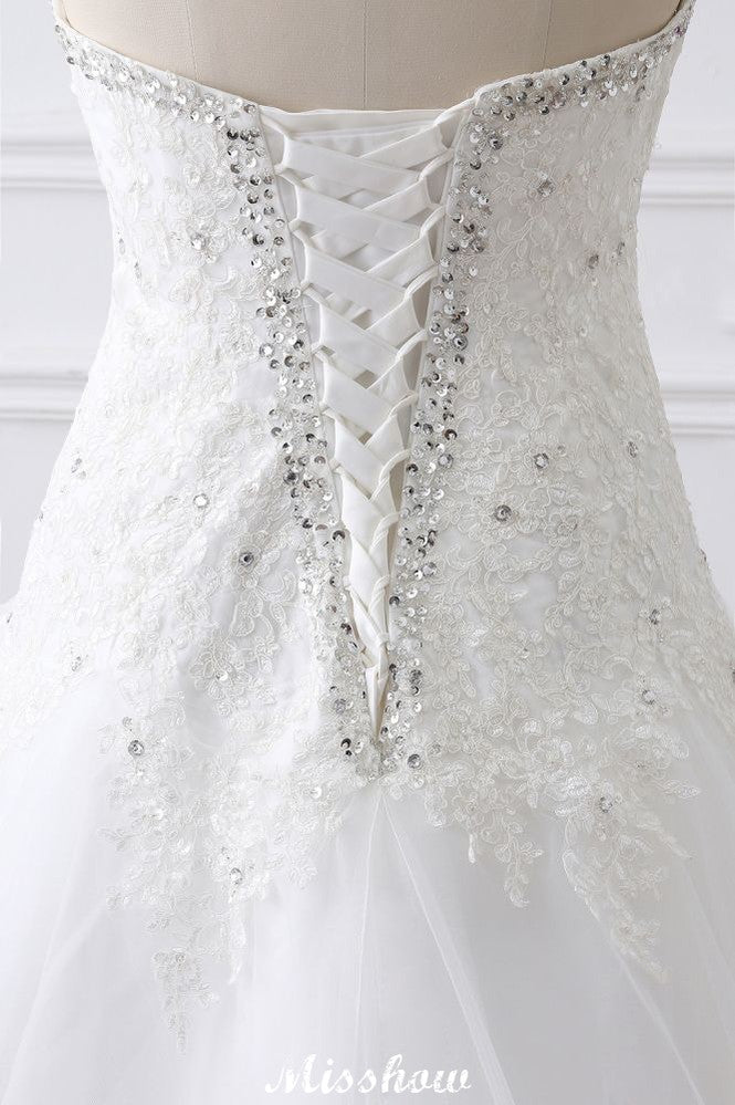 Prinzessin Sweetheart Tüll Brautkleid mit Spitze