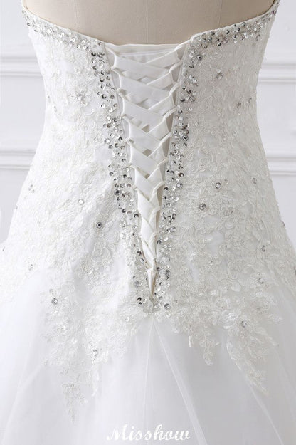 Prinzessin Sweetheart Tüll Brautkleid mit Spitze