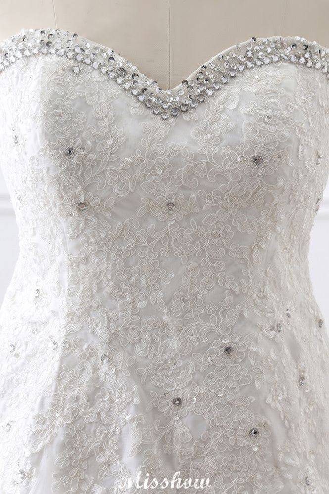 Prinzessin Sweetheart Tüll Brautkleid mit Spitze
