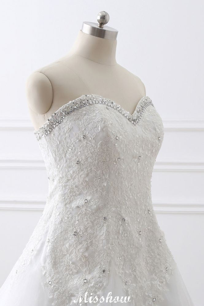 Prinzessin Sweetheart Tüll Brautkleid mit Spitze