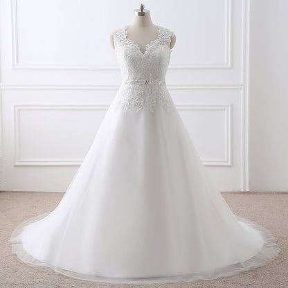 Prinzessin V-Ausschnitt Tüll Neue Ankunft Brautkleid Mit Spitze