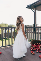 Princess White Lace Flower Girls Dress A Line Sleeveless Floor Length