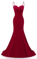 Abiti da sera lunghi a sirena con spalline rosso scuro Abiti formali rosso scuro Y1037