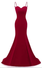 Abiti da sera lunghi a sirena con spalline rosso scuro Abiti formali rosso scuro Y1037