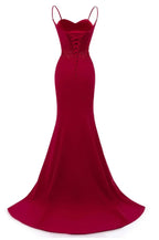 Abiti da sera lunghi a sirena con spalline rosso scuro Abiti formali rosso scuro Y1037