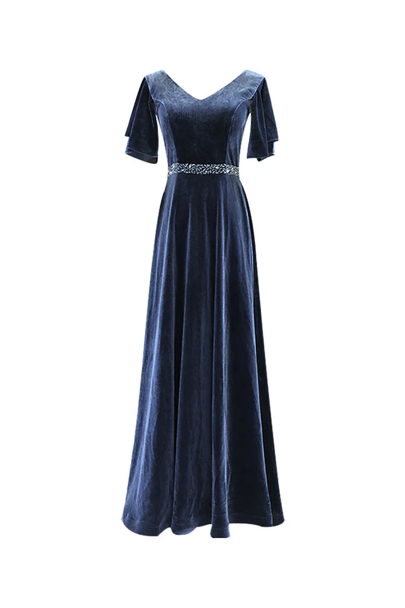 Abito da sera blu su misura abito elegante abito da ballo sexy abito di velluto su misura Y1172