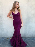 Vestido de Baile com Contas de Sereia Renda Borgonha Vestidos Longos de Noite Y935