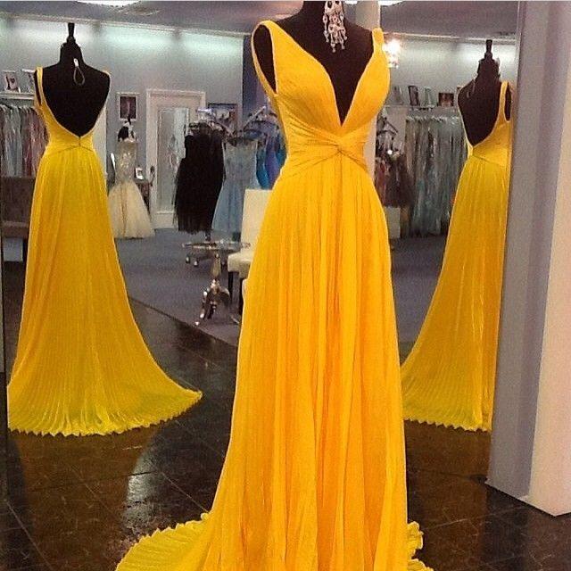 Abiti da ballo gialli Abito da ballo senza schienale Abito da sera con schiena scoperta Abito da ballo in chiffon Abiti da sera sensuali Abito formale giallo Abito per invitata a matrimonio Abiti da ballo Y992
