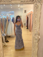 Vestido de Baile Elegante com Alças Finas de Sereia e Renda, Vestido de Noite Encantador Y880
