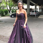 Vestido Longo Roxo para Baile Vestidos de Noite Corpete Bordado Y878