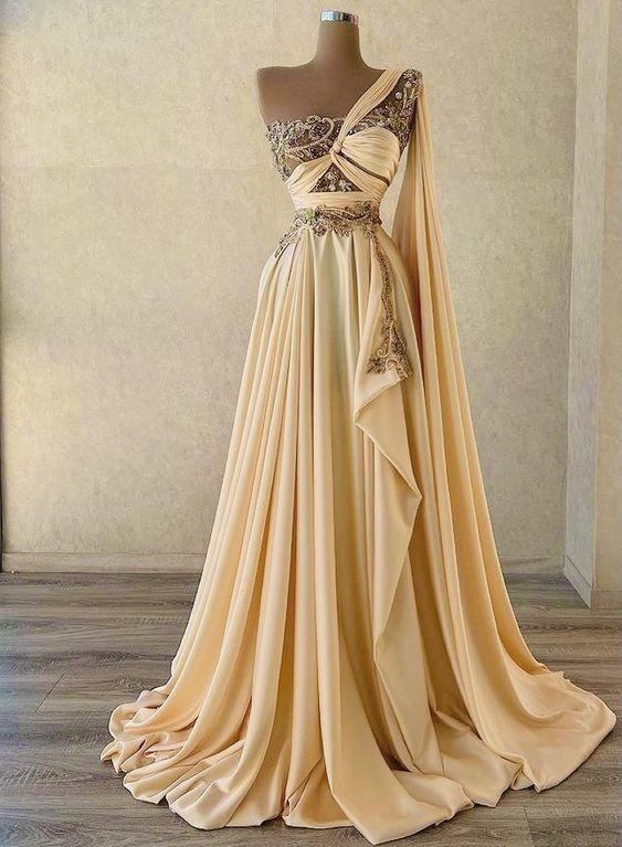 Vestido de noite em cetim elegante corte em A Vestido de concurso Y885