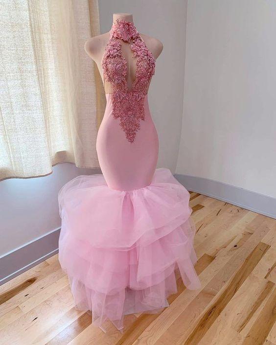 Abito da sera rosa sirena seducente Abito per ricevimento di nozze Y818