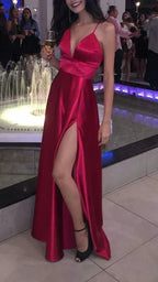 Abito da sera a linea A con spalline sottili e scollo a V Y804