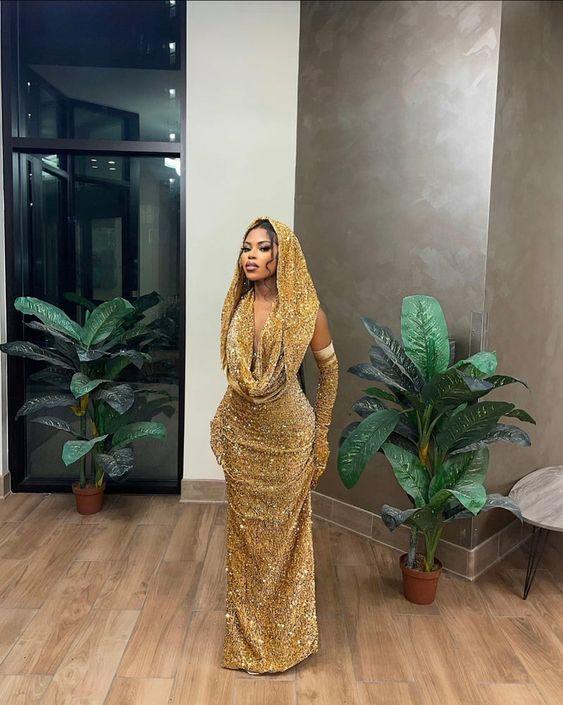 Vestidos de Noite com Lantejoulas de Sereia Dourada Vestido Brilhante para Baile Y1691