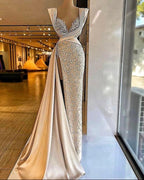 Vestidos de Noite de Moda Champagne Vestidos de Baile Sensuais Vestido de Concurso Y1741