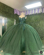 Abito da Quinceañera Verde a Spalla Unica Vestito da Sera Verde Y612
