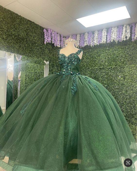 Abito da Quinceañera Verde a Spalla Unica Vestito da Sera Verde Y612